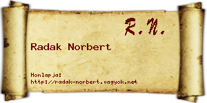 Radak Norbert névjegykártya